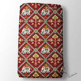 Red Animal Patola Digital Printed Fabric Material